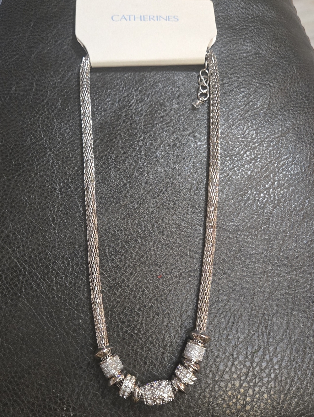 Catherines Silver-Tone Pave Crystal Bead Necklace
